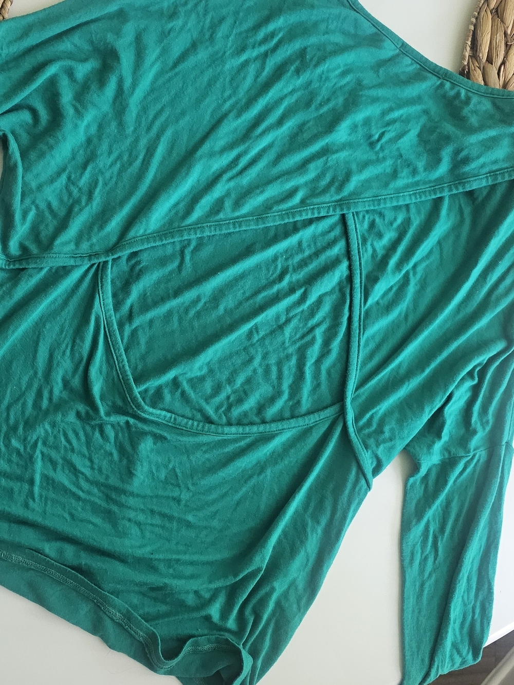 Green Open Back Long Sleeve Top